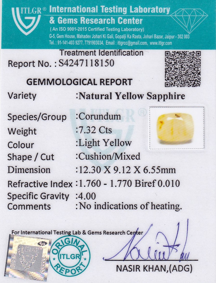 Yellow Sapphire (Pukhraj) - 7.32 Carat