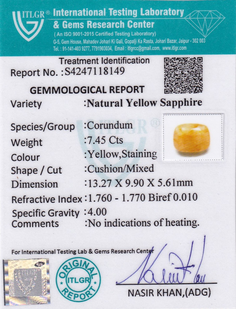 Yellow Sapphire (Pukhraj) - 7.45 Carat