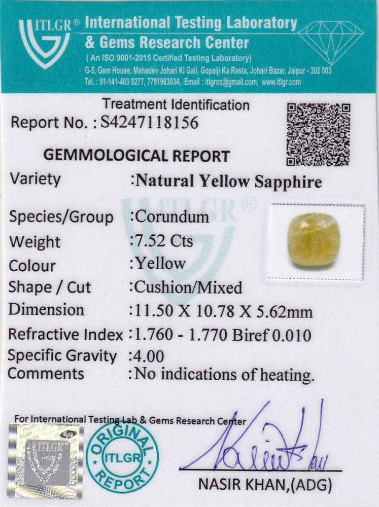 Yellow Sapphire (Pukhraj) - 7.52 Carat