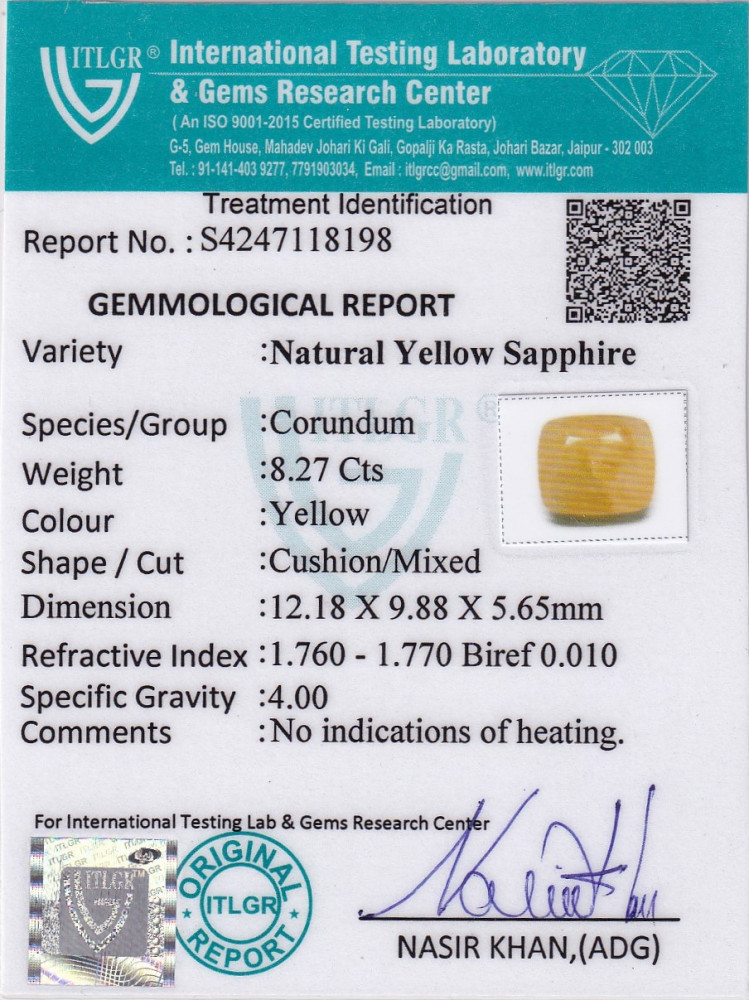 Yellow Sapphire (Pukhraj) - 8.27 Carat