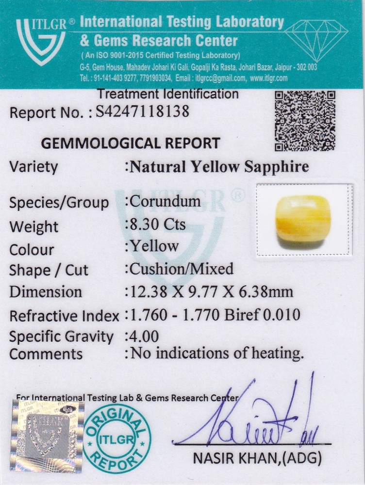 Yellow Sapphire (Pukhraj) - 8.3 Carat