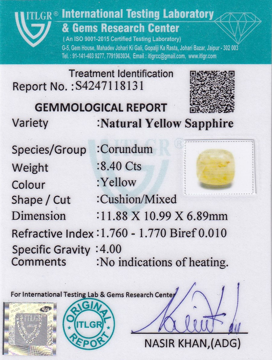 Yellow Sapphire (Pukhraj) - 8.4 Carat