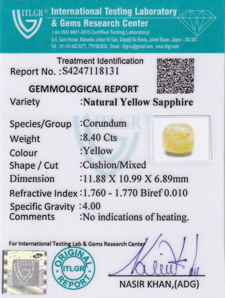Yellow Sapphire (Pukhraj) - 8.4 Carat