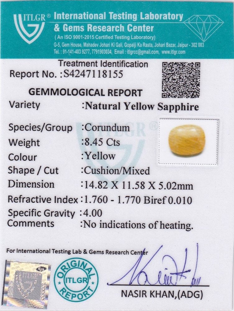 Yellow Sapphire (Pukhraj) - 8.45 Carat
