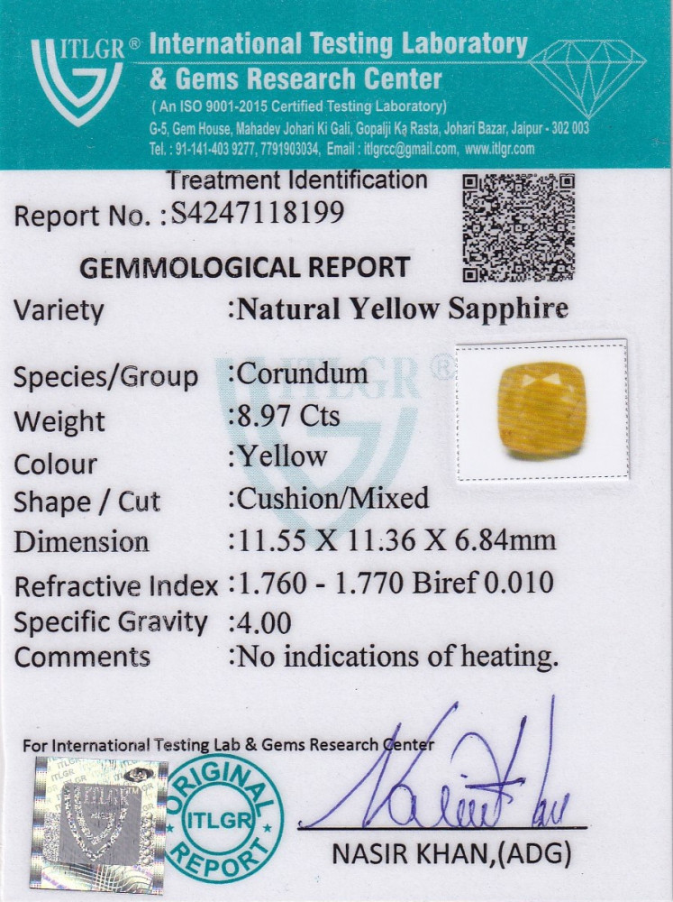 Yellow Sapphire (Pukhraj) - 8.97 Carat