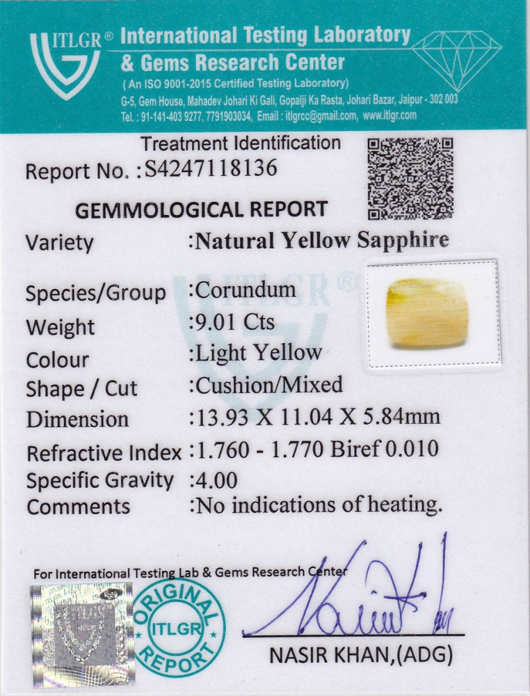 Yellow Sapphire (Pukhraj) - 9.01 Carat