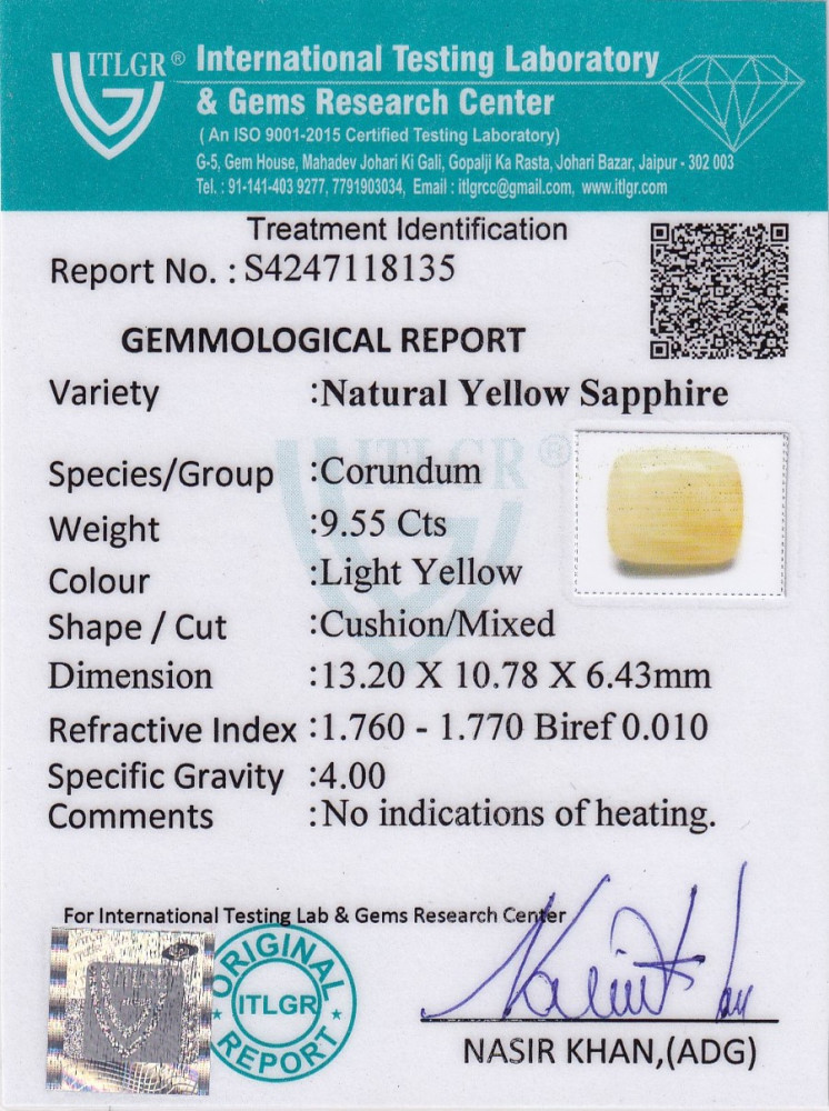 Yellow Sapphire (Pukhraj) - 9.55 Carat