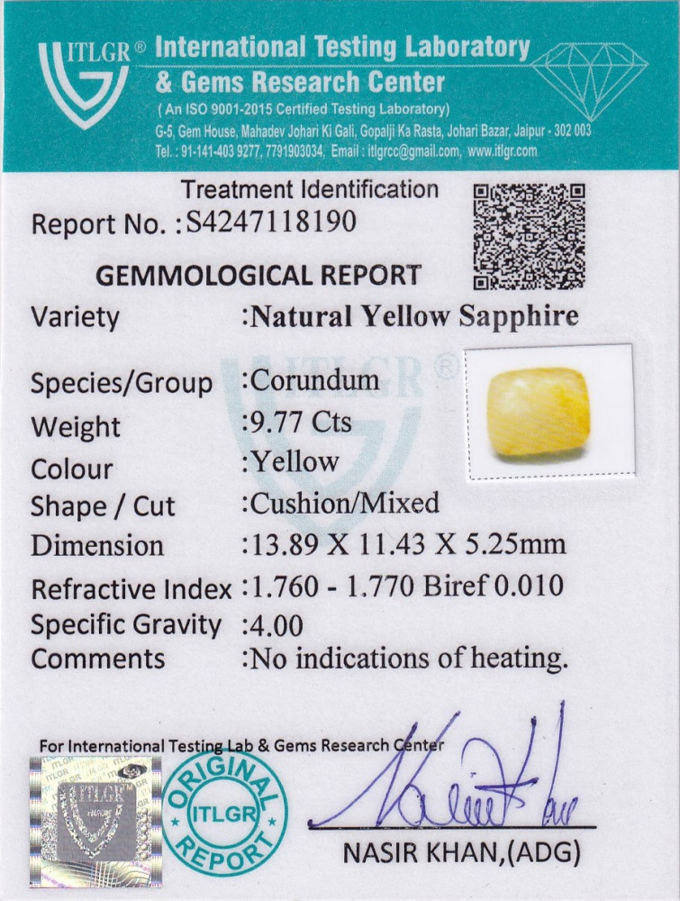 Yellow Sapphire (Pukhraj) - 9.77 Carat