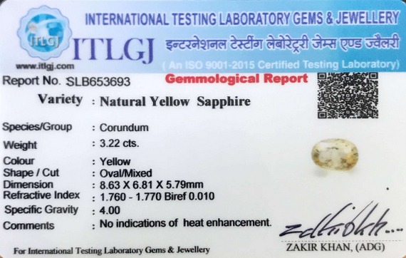 Yellow Sapphire - 3.22 Carat