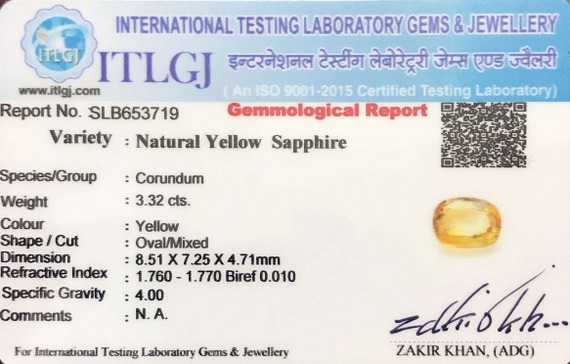 Yellow Sapphire - 3.32 Carat