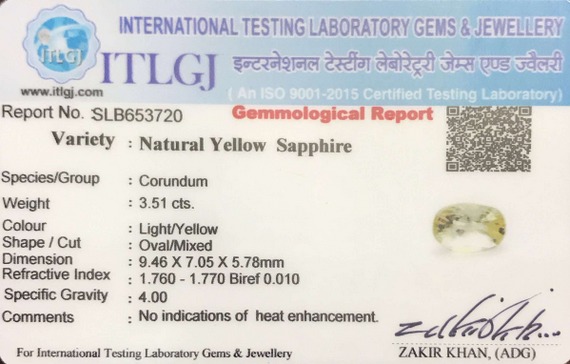 Yellow Sapphire - 3.51 Carat