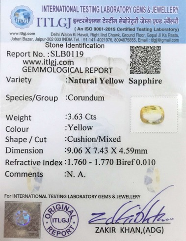 Yellow Sapphire - 3.63 Carat