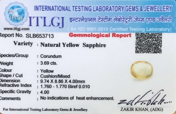 Yellow Sapphire - 3.69 Carat