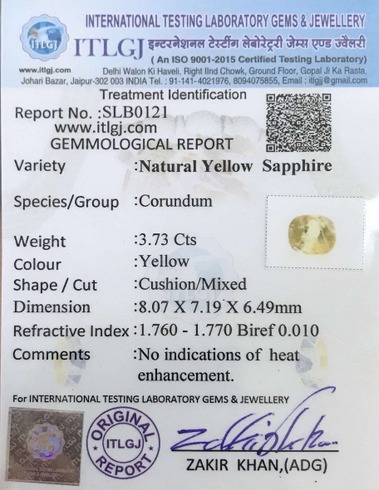 Yellow Sapphire - 3.73 Carat