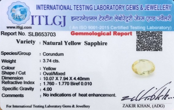 Yellow Sapphire - 3.74 Carat