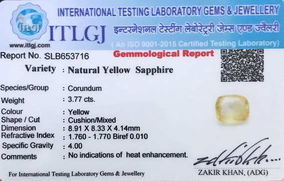 Yellow Sapphire - 3.77 Carat