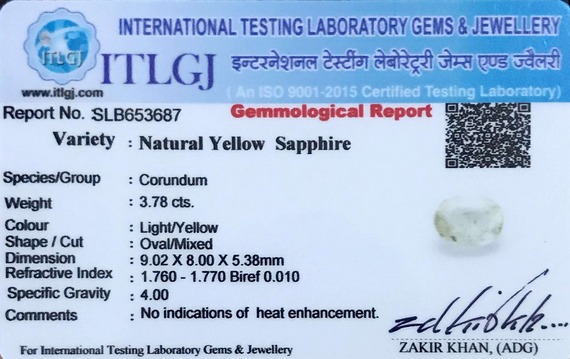 Yellow Sapphire - 3.78 Carat