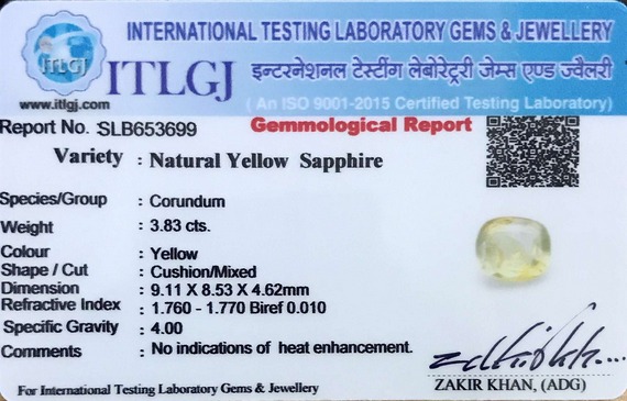 Yellow Sapphire - 3.83 Carat