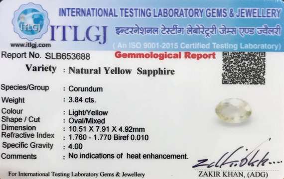 Yellow Sapphire - 3.84 Carat
