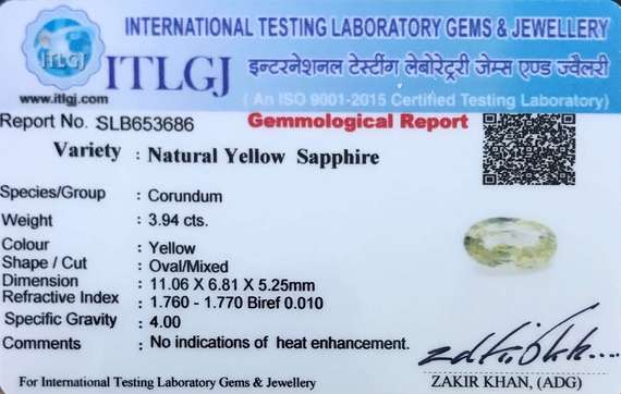 Yellow Sapphire - 3.94 Carat
