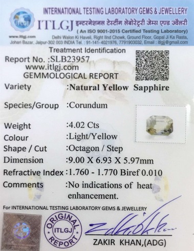 Yellow Sapphire - 4.02 Carat