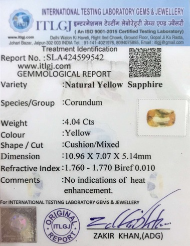 Yellow Sapphire - 4.04 Carat