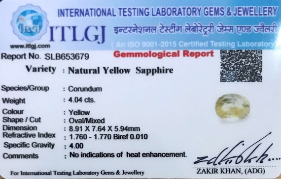 Yellow Sapphire - 4.04 Carat