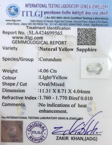 Yellow Sapphire - 4.06 Carat