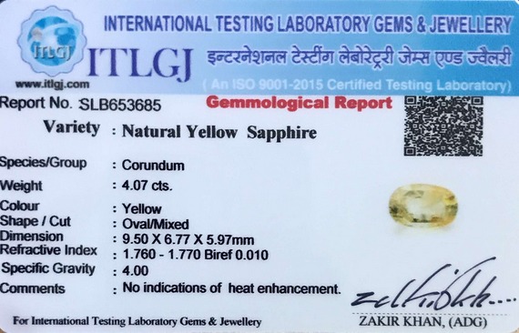 Yellow Sapphire - 4.07 Carat