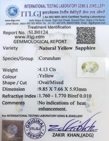 Yellow Sapphire - 4.13 Carat
