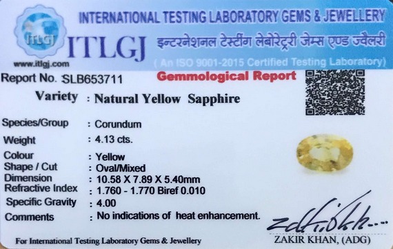 Yellow Sapphire - 4.13 Carat