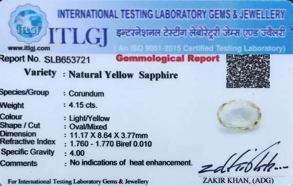 Yellow Sapphire - 4.15 Carat