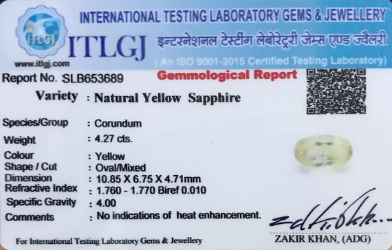 Yellow Sapphire - 4.27 Carat