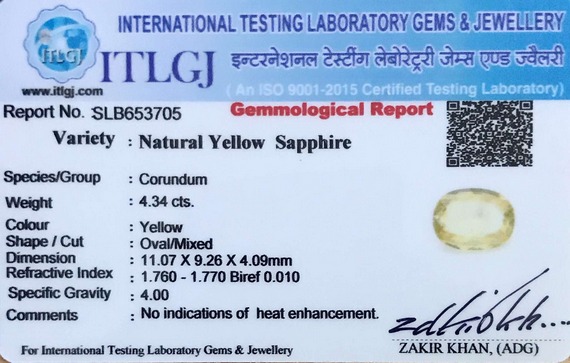 Yellow Sapphire - 4.34 Carat
