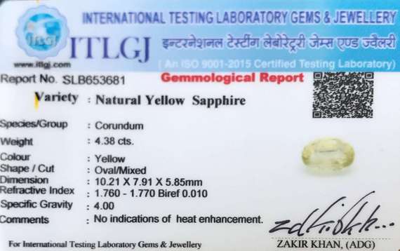 Yellow Sapphire - 4.38 Carat