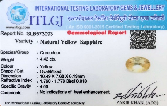 Yellow Sapphire - 4.42 Carat