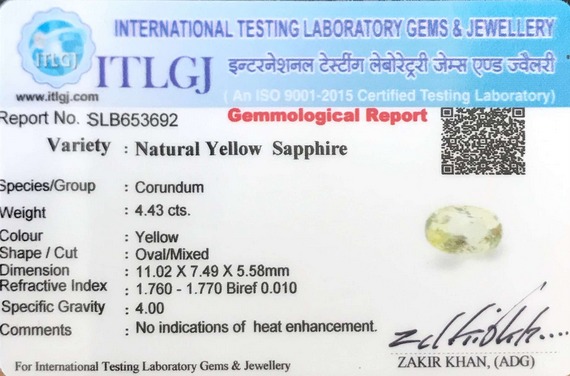 Yellow Sapphire - 4.43 Carat