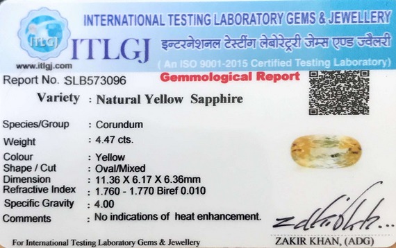 Yellow Sapphire - 4.47 Carat
