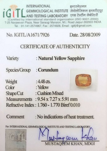 Yellow Sapphire - 4.48 Carat