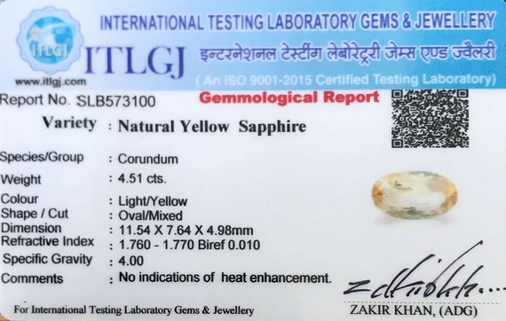 Yellow Sapphire - 4.51 Carat