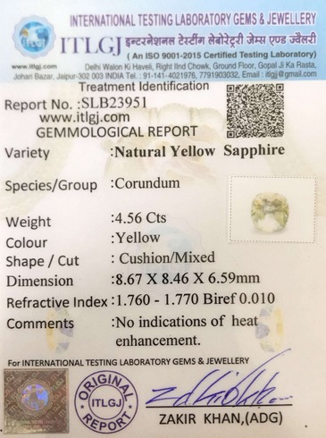 Yellow Sapphire - 4.56 Carat