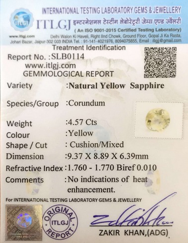 Yellow Sapphire - 4.57 Carat