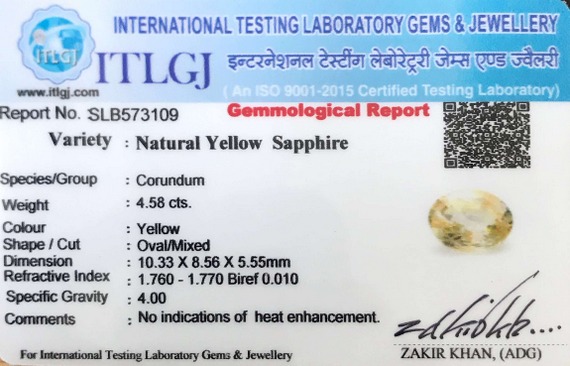 Yellow Sapphire - 4.58 Carat