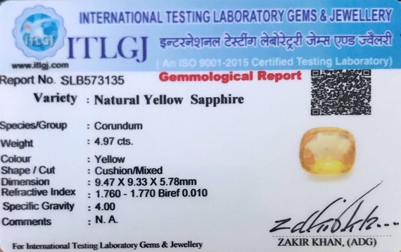 Yellow Sapphire - 4.97 Carat
