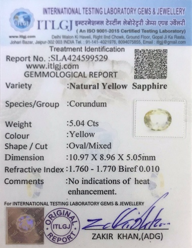 Yellow Sapphire - 5.04 Carat