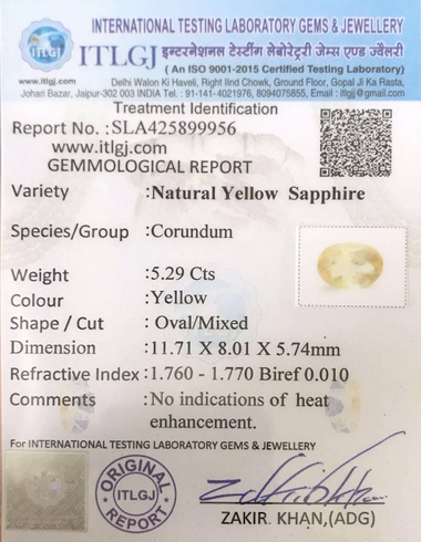 Yellow Sapphire - 5.29 Carat