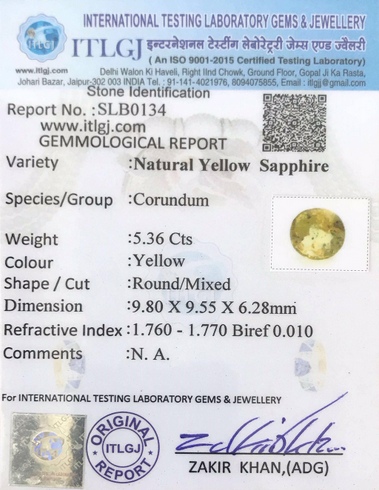 Yellow Sapphire - 5.36 Carat