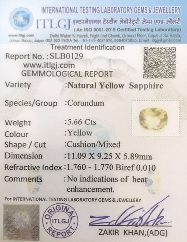 Yellow Sapphire - 5.66 Carat