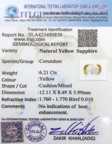Yellow Sapphire - 6.21 Carat