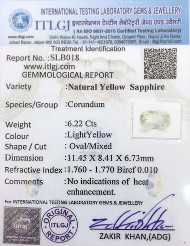 Yellow Sapphire - 6.22 Carat